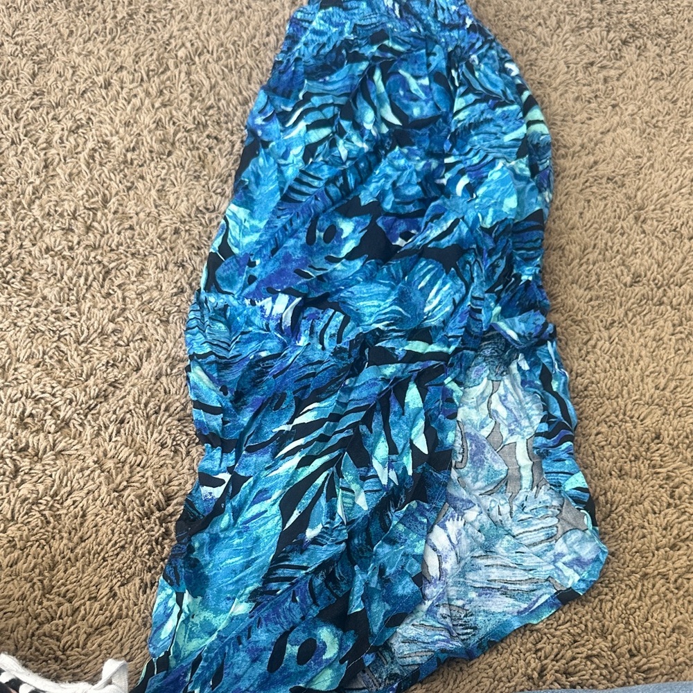 Avenue Blue Tropical Print pants